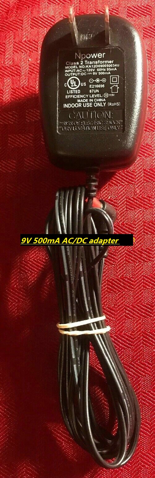 *Brand NEW*Npower model KA12D090050034U class 2 Transformer 9V 500mA AC/DC adapter - Click Image to Close